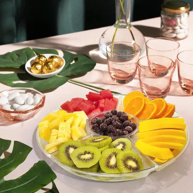Alt view image 4 of 6 - R-kay 4 Pack, 6 Sectional Clear Plastic Serving Trays For Party - Heavy Duty Party Trays For Serving Food - 12 Inch Trays And Platters - Veggie Tray Platter/Divided Serving Tray