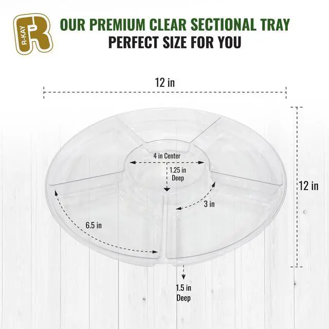 Alt view image 5 of 6 - R-kay 4 Pack, 6 Sectional Clear Plastic Serving Trays For Party - Heavy Duty Party Trays For Serving Food - 12 Inch Trays And Platters - Veggie Tray Platter/Divided Serving Tray