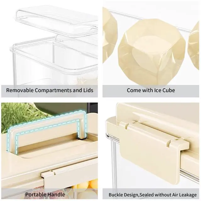 Alt view image 7 of 7 - 2Pack Ice Chilled Condiment Caddy with 4 Removable Containers Taco Ingredient Server with Lid Cooled Garnish Caddy Tray for Taco Mimosa Bar Sauce Fruits&Veggies White