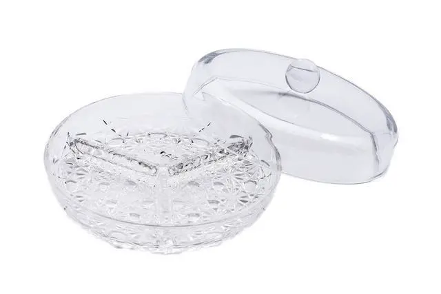 Alt view image 2 of 6 - 3-Section Divided Serving Dishes with Lid | Round Snack and Condiment Tray With Cover | Multifunctional Party Snack Tray for Nuts, Candies, Fruit, and Veggies