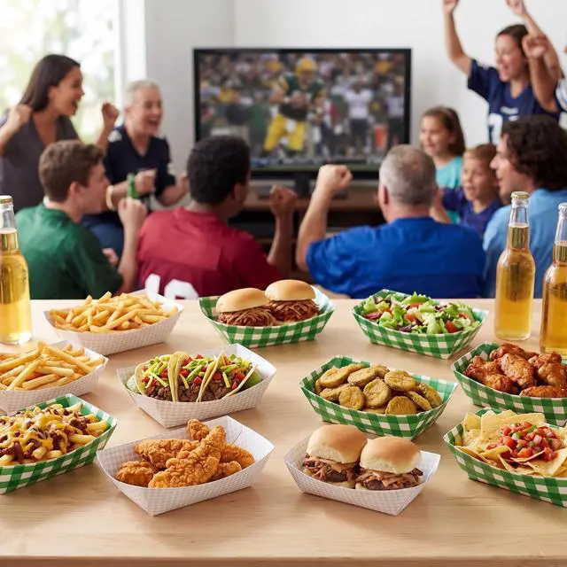 Alt view image 6 of 7 - 100 Pcs Golf Party Supplies 2lb Golf Paper Food Trays Disposable Serving Tray Snack Trays Food Boats for Condiment Carnivals Sports Golfs Themed Birthday Party Decorations (Plaid)
