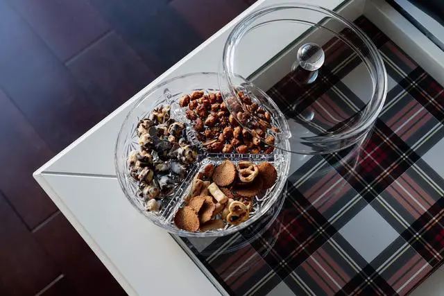 Alt view image 3 of 6 - 3-Section Divided Serving Dishes with Lid | Round Snack and Condiment Tray With Cover | Multifunctional Party Snack Tray for Nuts, Candies, Fruit, and Veggies