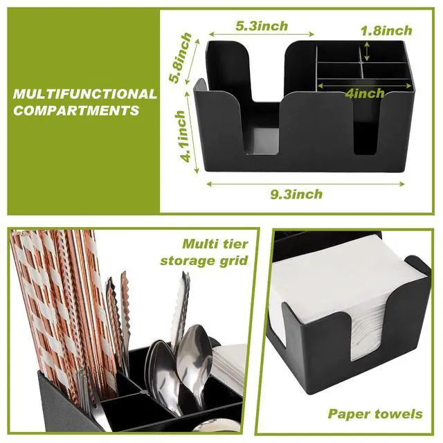 Alt view image 3 of 6 - Tessco for you Garnish Tray with Lid Bar Caddy Ice Cooled Condiment Serving Container with Ice Scoop Metal Mini Serving Tongs Fruit Fork Spoons for Food Home Party Kitchen(Plastic,6 Grids)