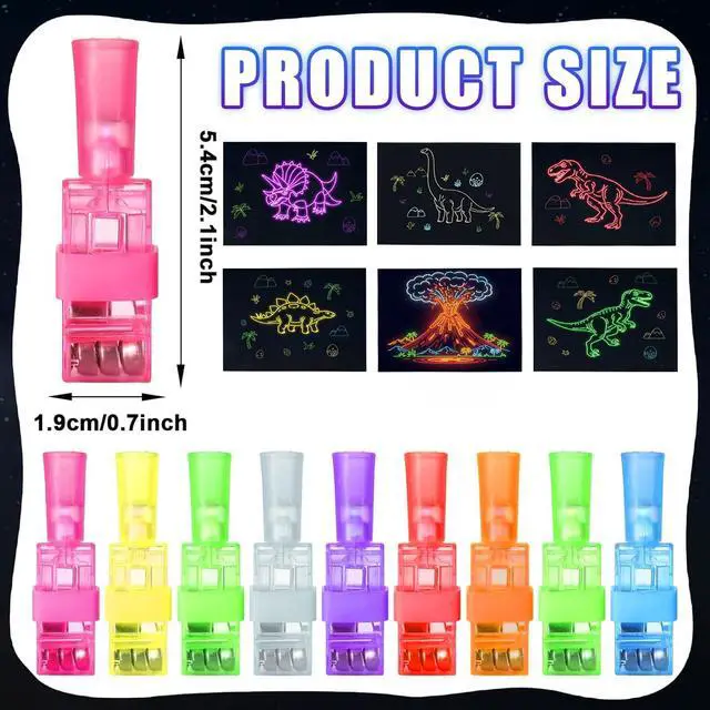Alt view image 2 of 7 - 40PCS Dinosaur Party Favors LED Finger Lights for Goodie Bag Stuffers Set | 40pcs dinosaur LED finger lights with 6 designs, great for goodie bag stuffers, treat bags, and party decor.