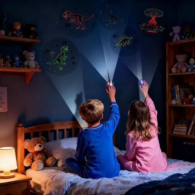 Alt view image 5 of 7 - 40PCS Dinosaur Party Favors LED Finger Lights for Goodie Bag Stuffers Set | 40pcs dinosaur LED finger lights with 6 designs, great for goodie bag stuffers, treat bags, and party decor.
