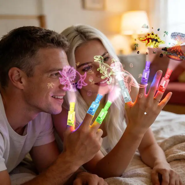 Alt view image 6 of 7 - 40PCS Dinosaur Party Favors LED Finger Lights for Goodie Bag Stuffers Set | 40pcs dinosaur LED finger lights with 6 designs, great for goodie bag stuffers, treat bags, and party decor.