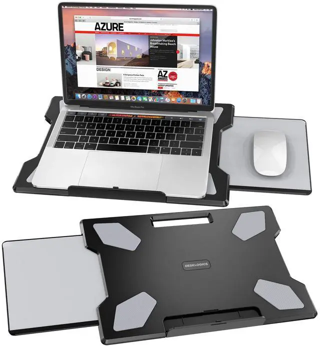 Main image of Laptop Lap Desk for Bed & Couch, Portable Laptop Lap Pad with Retractable Left/Right Mouse Pad, Stable & Comfortable Lap Tray for Sofa, Travel, Writing & Home Office