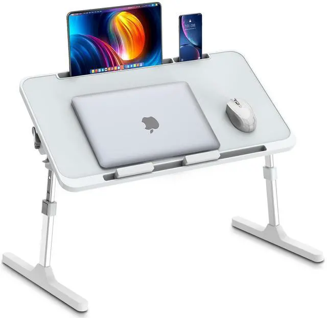 Main image of Zapuno Laptop Bed Desk, Height & Angle Adjustable Laptop Bed Tray Table Lap Stand with Tablet & Phone Slot, Light Weight Foldable Portable Lap Desk for Couch Chair Floor Desk for Adults, Kids