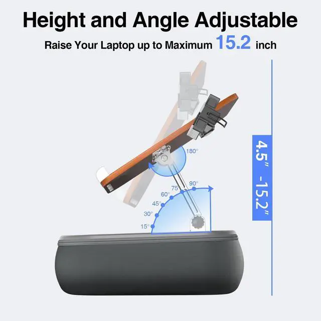 Alt view image 3 of 7 - Adjustable Laptop Lap Desk, Laptop Stand with Cushion Pillow for Bed | Height & Angle Adjustable Lap desk with Phone Holder, Bean Bag Pillow, for 4.7-16in iPhone, iPad, Tablet, Laptop & Macbook