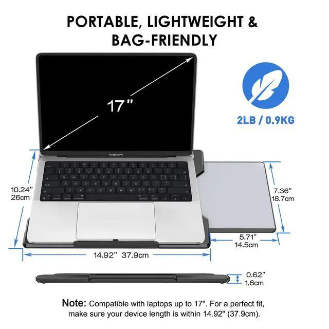 Alt view image 5 of 7 - Laptop Lap Desk for Bed & Couch, Portable Laptop Lap Pad with Retractable Left/Right Mouse Pad, Stable & Comfortable Lap Tray for Sofa, Travel, Writing & Home Office
