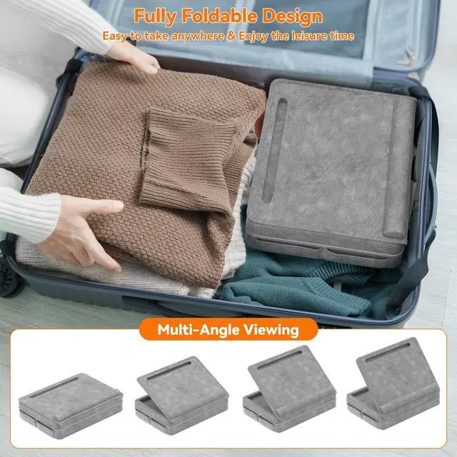 Alt view image 4 of 7 - KDD Laptop Lap Desk with Cushion, Laptop Table with Storage for Bed & Sofa, Adjustable Lap Pillow Stand with Anti-Slip Strip & Cell Phone/Tablet Slot for Home Office College