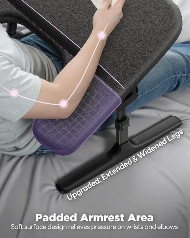 Alt view image 3 of 7 - SAIJI Laptop Lap Desk for Bed & Couch with Soft Armrest, Bed Desk Table | Ergonomic Curved Design, Soft Padded Armrests, Height & tilt angles Adjustable, Foldable & Versatile Surface
