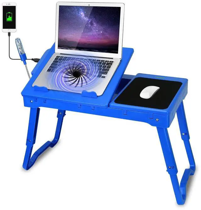 Main image of Moclever Laptop Table for Bed-Multi-Functional Laptop Bed Table Tray with Internal Cooling Fan & 2 Independent Laptop Stands-Foldable & 3 Different Height Laptop Desk-LED Lamp-4 Port USB