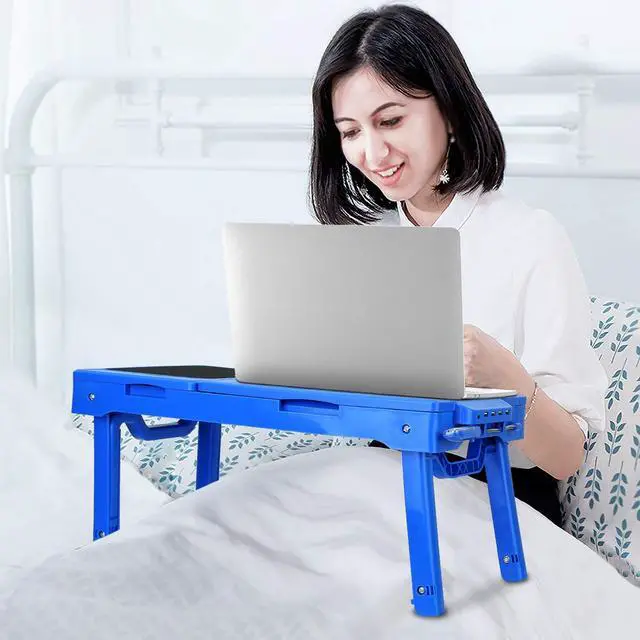 Alt view image 2 of 7 - Moclever Laptop Table for Bed-Multi-Functional Laptop Bed Table Tray with Internal Cooling Fan & 2 Independent Laptop Stands-Foldable & 3 Different Height Laptop Desk-LED Lamp-4 Port USB