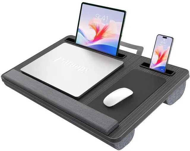 Main image of Potuopy Laptop Lap Desk, Portable Bed Table Tray for Laptop Fit 17" Laptops | Lightweight Lap Desk for Laptop with Carry Handle & 2 Mouse Pad, Lap Desk with Cusion for Working & Writing on Couch Recli