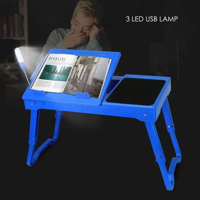 Alt view image 4 of 7 - Moclever Laptop Table for Bed-Multi-Functional Laptop Bed Table Tray with Internal Cooling Fan & 2 Independent Laptop Stands-Foldable & 3 Different Height Laptop Desk-LED Lamp-4 Port USB