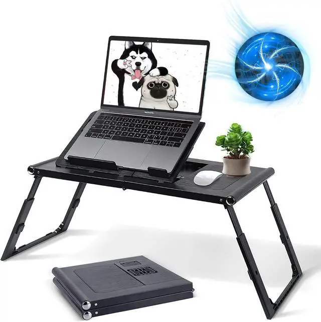 Main image of Laptop Desk for Bed - Foldable Lap Tray With Internal USB Fans, Height & Angle Adjustable Tablet Stand, Notebook Breakfast Table