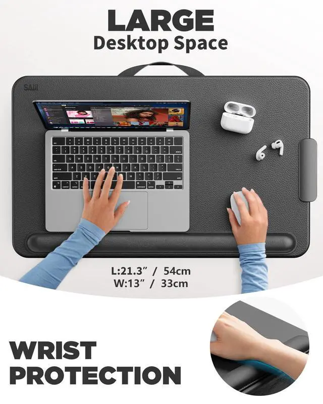 Alt view image 2 of 7 - SAIJI Laptop Lap Desk, Portable Laptop Desk for Bed Fits Up to 17" Laptops | Lightweight Laptop Tray Table with Storage Drawer & Phone Holder, Lap Desk with Cushion, for Working or Gaming on Couch