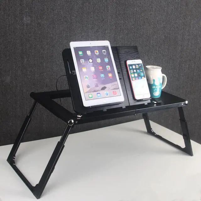 Alt view image 6 of 7 - Laptop Desk for Bed - Foldable Lap Tray With Internal USB Fans, Height & Angle Adjustable Tablet Stand, Notebook Breakfast Table