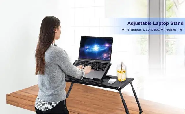 Alt view image 7 of 7 - Laptop Desk for Bed - Foldable Lap Tray With Internal USB Fans, Height & Angle Adjustable Tablet Stand, Notebook Breakfast Table