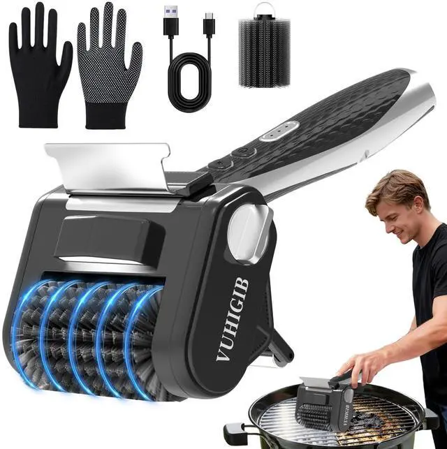 Main image of Electric Grill Brush, BBQ Grill Cleaner for Outdoor Grill with LED Light Removable 304 Stainless Steel Brush Head Cordless Grill Cleaning Brush 150 Mins Runtime No Bristle Shedding for Barbecue Grates