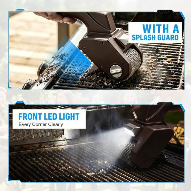 Alt view image 6 of 7 - Electric Grill Brush, Cordless BBQ Grills Cleaner Scrubber Kit | Rechargeable, mesh steel combined, up to 350 RPM, no bristles, no preheating, blasts burnt-on food, cast iron