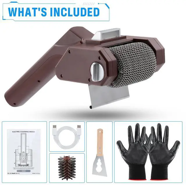 Alt view image 7 of 7 - Electric Grill Brush, Cordless BBQ Grills Cleaner Scrubber Kit | Rechargeable, mesh steel combined, up to 350 RPM, no bristles, no preheating, blasts burnt-on food, cast iron