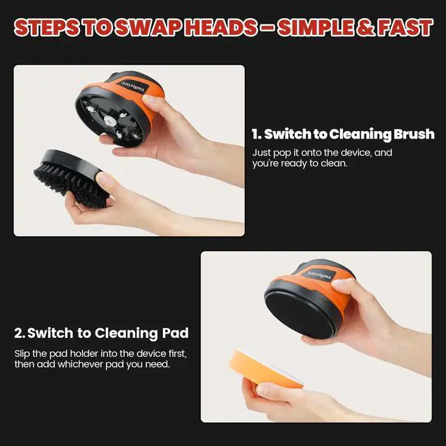 Alt view image 6 of 7 - Electric Grill Brush for Outdoor Grill- 4 Replaceable Heads, 3000mAh IPX7 Waterproof BBQ Cleaning Scrubber for Kitchen & Car & Bathroom - Ideal Mothers for Grill Lovers, Dad, Mom