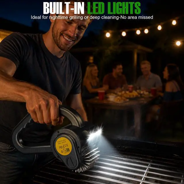 Alt view image 2 of 7 - Electric Grill Brush for Outdoor Grill - 4400mAh Rechargeable BBQ Grill Cleaner with LED Light/Screen,150-Min Runtime Cordless Grill Cleaning Brush for Barbecue Grates, No Bristle Shedding