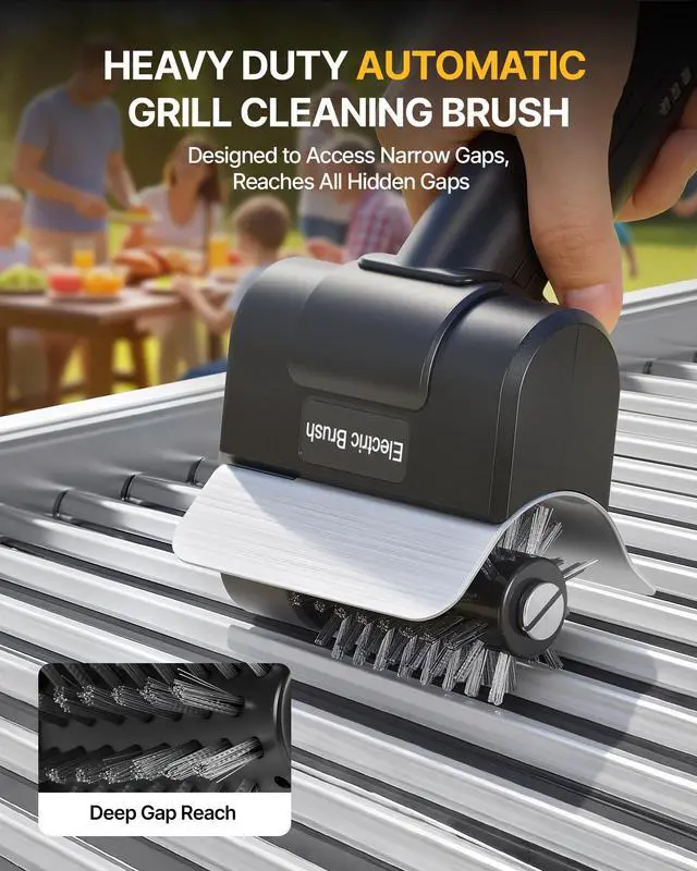 Alt view image 3 of 7 - Electric Grill Brush for Outdoor Grill, Cordless BBQ Grill Cleaner,1100RPM | Rechargeable Grill Cleaning Brush with Splash Guard, Safe Lock, IPX7 Waterproof, For Outdoor Gas, Charcoal & Cast Iron Grat
