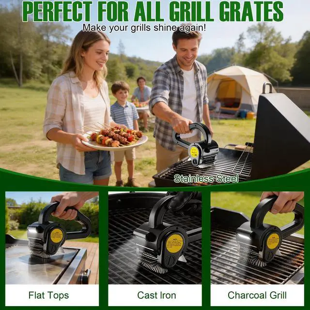 Alt view image 4 of 7 - Electric Grill Brush for Outdoor Grill - 4400mAh Rechargeable BBQ Grill Cleaner with LED Light/Screen,150-Min Runtime Cordless Grill Cleaning Brush for Barbecue Grates, No Bristle Shedding