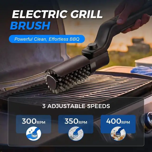 Alt view image 3 of 7 - Electric Grill Cleaner,Rechargeable Cordless BBQ Cleaner,24kg High Torque 3-Speed Power Grill Scrubber with Adjustable Head USB-C Charging,Grill Brush for Outdoor Grill BBQ,Camping,Patio Cooking