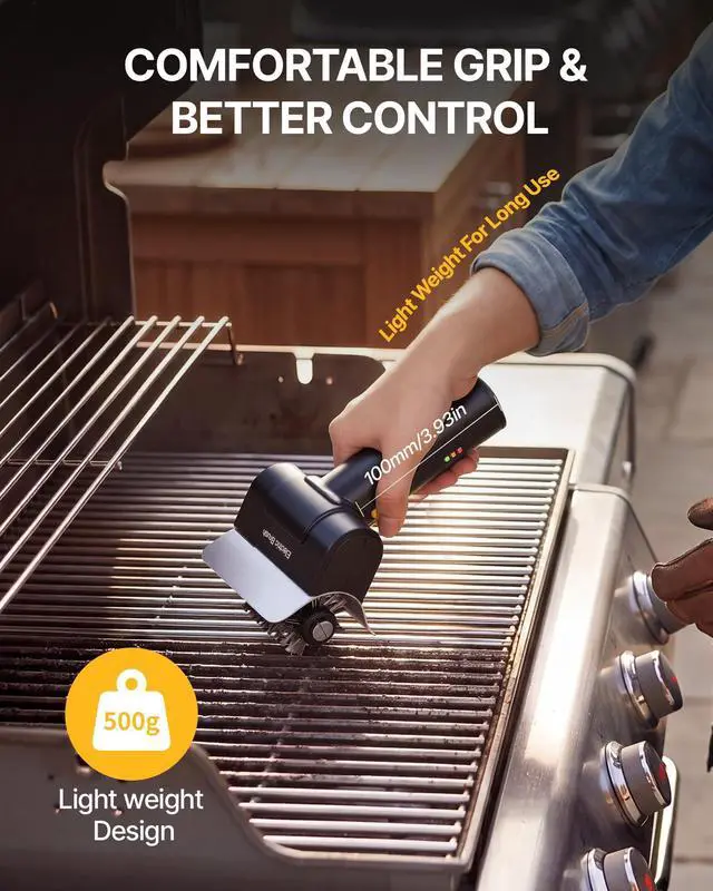 Alt view image 7 of 7 - Electric Grill Brush for Outdoor Grill, Cordless BBQ Grill Cleaner,1100RPM | Rechargeable Grill Cleaning Brush with Splash Guard, Safe Lock, IPX7 Waterproof, For Outdoor Gas, Charcoal & Cast Iron Grat