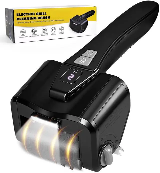 Main image of Electric Grill Brush for Outdoor Grill,Electric Grill Cleaner with 800 RPM Motor,Stainless Steel No Shedding Bristle Head,Cordless & Type-C Rechargeable,4000mAh BBQ Grill Brush with LED Light