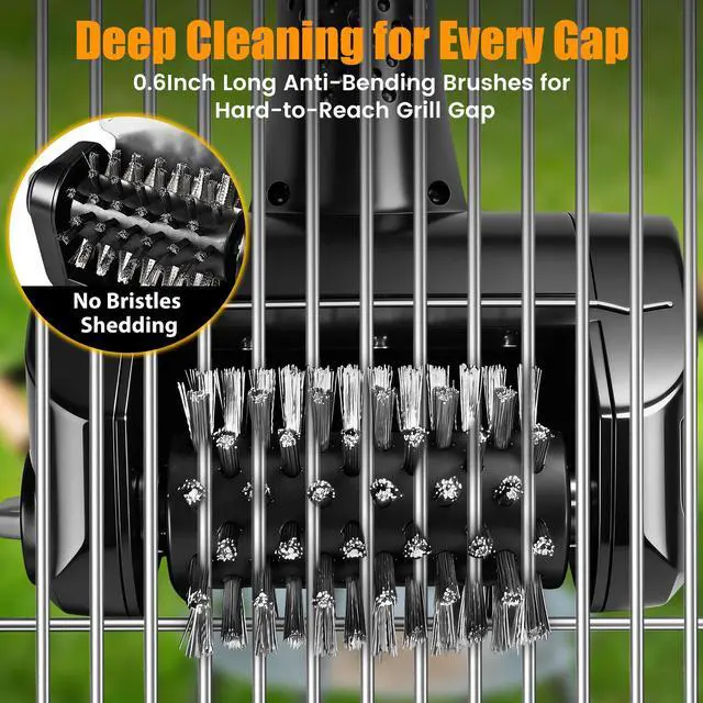 Alt view image 4 of 7 - Electric Grill Brush for Outdoor Grill,Electric Grill Cleaner with 800 RPM Motor,Stainless Steel No Shedding Bristle Head,Cordless & Type-C Rechargeable,4000mAh BBQ Grill Brush with LED Light