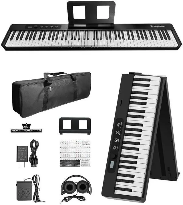 Main image of Finger Ballet 88 Key Folding Piano Keyboard, Digital Piano with Bluetooth MIDI, Full Size/Semi-Weighted/Portable, Rechargeable Travel Piano for Beginners, Adults, Students, Home Practice