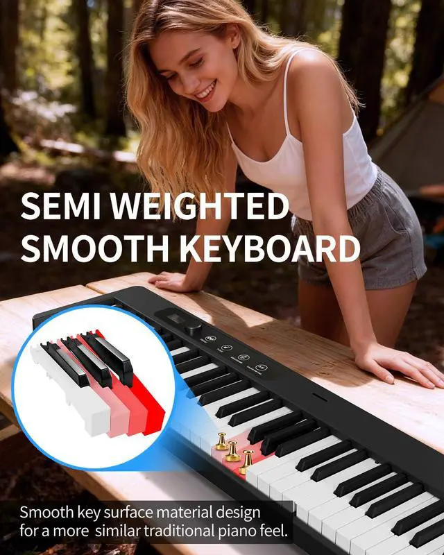 Alt view image 4 of 7 - Finger Ballet 88 Key Folding Piano Keyboard, Digital Piano with Bluetooth MIDI, Full Size/Semi-Weighted/Portable, Rechargeable Travel Piano for Beginners, Adults, Students, Home Practice