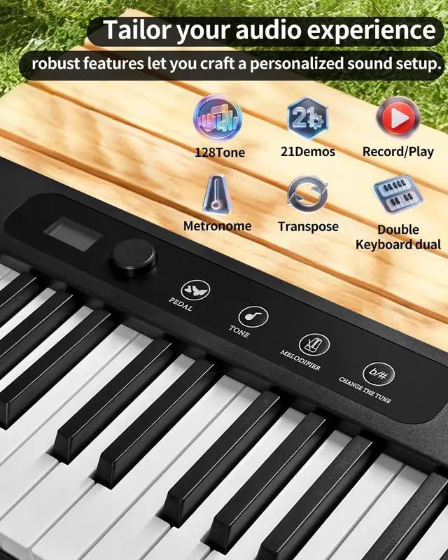 Alt view image 5 of 7 - Finger Ballet 88 Key Folding Piano Keyboard, Digital Piano with Bluetooth MIDI, Full Size/Semi-Weighted/Portable, Rechargeable Travel Piano for Beginners, Adults, Students, Home Practice