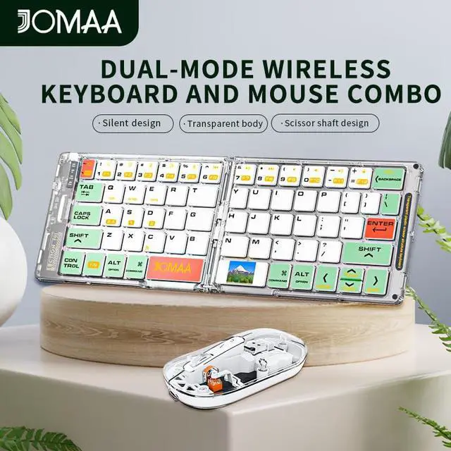 Alt view image 2 of 7 - Wireless BT Foldable Keyboard and Mouse Combo,Ultra Slim, Rechargeable, Silent, Portable Travel Keyboard for Laptop, Tablet,Phone (Green)