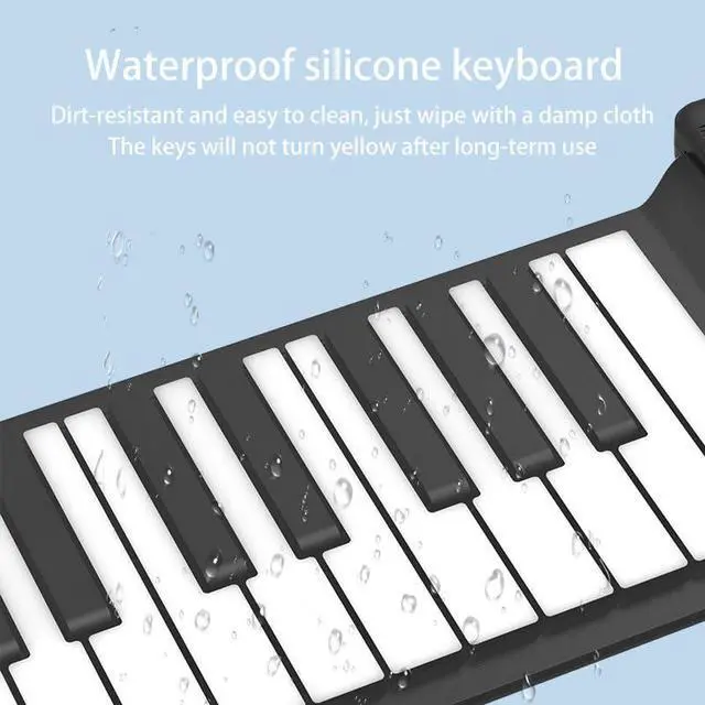 Alt view image 5 of 6 - 88Keys Flexible Roll Up Piano Keyboard, MARVTOWN Portable Foldable Electric Keyboard Piano,108 Rhythms,128 Tones,Silicone Folding Piano with MIDI&Speaker&Headphone jack For Beginners Travelling