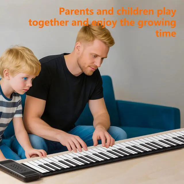 Alt view image 6 of 6 - 88Keys Flexible Roll Up Piano Keyboard, MARVTOWN Portable Foldable Electric Keyboard Piano,108 Rhythms,128 Tones,Silicone Folding Piano with MIDI&Speaker&Headphone jack For Beginners Travelling