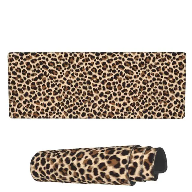 Main image of Light Brown Leopard Cheetah Animal Print Large Mouse Pad Extended Gaming Mousepad 31.5X11.8 Inch XL Big Computer Keyboard Desk Mat with Non-Slip Base and Stitched Edges for Home Game Office