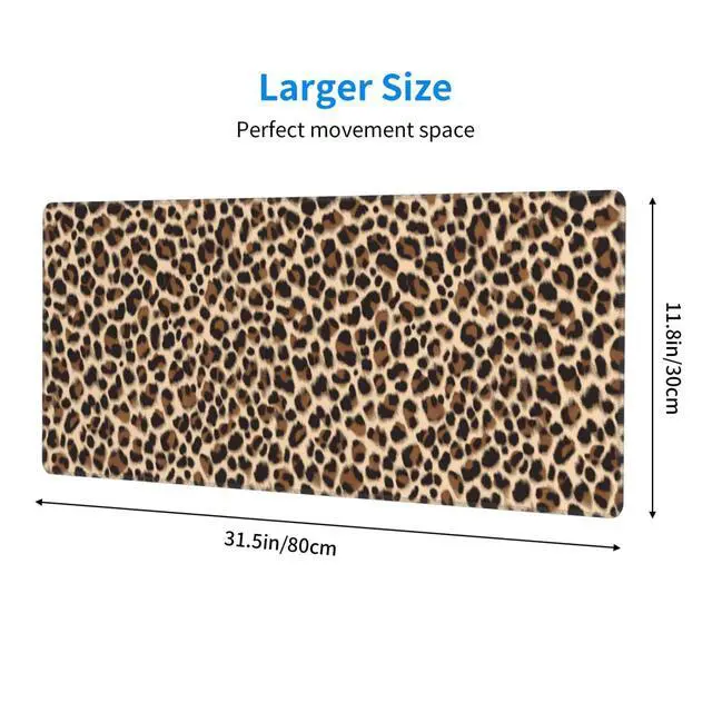 Alt view image 2 of 7 - Light Brown Leopard Cheetah Animal Print Large Mouse Pad Extended Gaming Mousepad 31.5X11.8 Inch XL Big Computer Keyboard Desk Mat with Non-Slip Base and Stitched Edges for Home Game Office