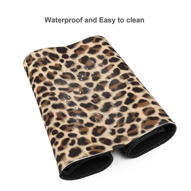 Alt view image 3 of 7 - Light Brown Leopard Cheetah Animal Print Large Mouse Pad Extended Gaming Mousepad 31.5X11.8 Inch XL Big Computer Keyboard Desk Mat with Non-Slip Base and Stitched Edges for Home Game Office