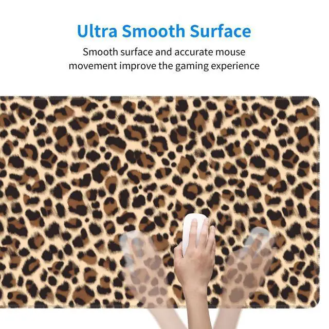 Alt view image 5 of 7 - Light Brown Leopard Cheetah Animal Print Large Mouse Pad Extended Gaming Mousepad 31.5X11.8 Inch XL Big Computer Keyboard Desk Mat with Non-Slip Base and Stitched Edges for Home Game Office
