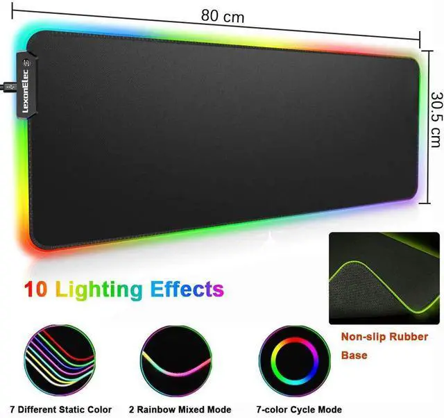 Alt view image 4 of 7 - Wireless Gaming Keyboard and Mouse Combo,3 in 1 Rainbow LED Rechargeable Keyboard Mouse with 3800mAh Battery Metal Panel,10 Colors RGB Gaming Mouse Pad (32.5x12x0.15 inch),7 Colors Mute Gaming Mouse