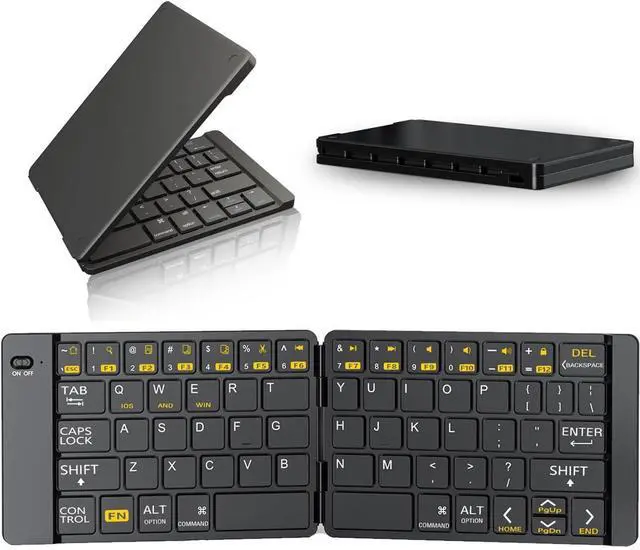 Main image of PopBloom Foldable Bluetooth Keyboard - Portable Keyboard, Rechargeable Full Size Ultra Slim Compatible iOS Android Windows Smartphone Tablet and Laptop (Only Keyboard)