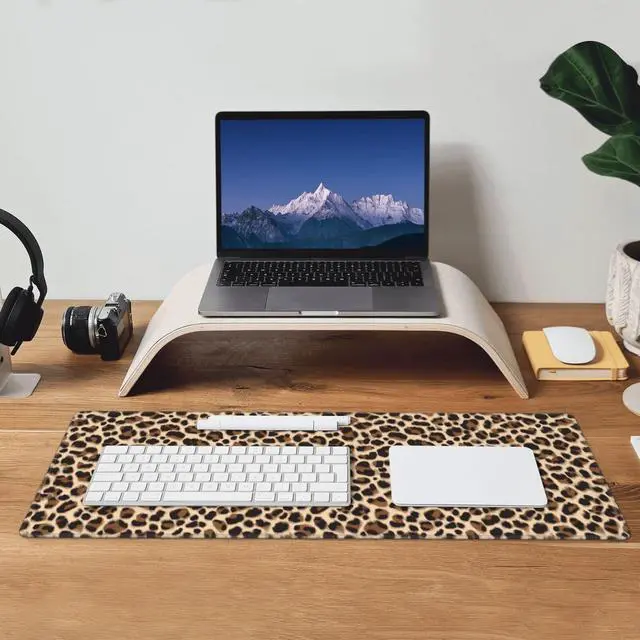 Alt view image 7 of 7 - Light Brown Leopard Cheetah Animal Print Large Mouse Pad Extended Gaming Mousepad 31.5X11.8 Inch XL Big Computer Keyboard Desk Mat with Non-Slip Base and Stitched Edges for Home Game Office
