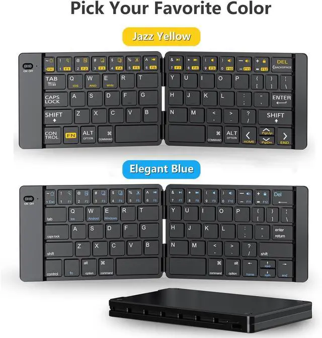Alt view image 2 of 7 - PopBloom Foldable Bluetooth Keyboard - Portable Keyboard, Rechargeable Full Size Ultra Slim Compatible iOS Android Windows Smartphone Tablet and Laptop (Only Keyboard)