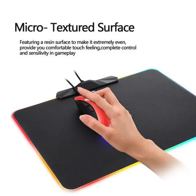 Alt view image 3 of 7 - MOTOSPEED RGB Gaming Mouse Pad -LED Lighting Effects,Wired,Hard Surface Gamer Mouse Mat for Laptop Computer PC Games(13.8X9.8 Inch)